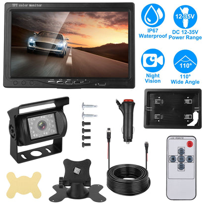 7In Screen Backup Camera System Vehicle Rear View Monitor Kit IP67 Waterproof Car Parking Reverse System with Night Vision for Car Trunk Van SUV