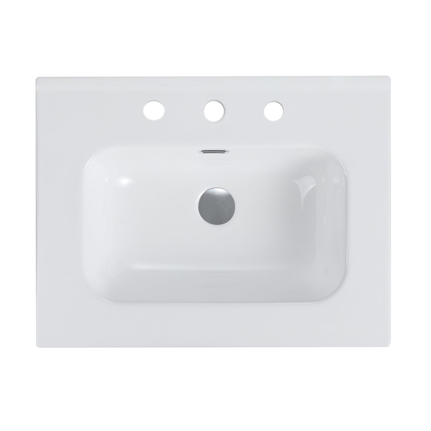 Glossy White Ceramic Integrated Sink