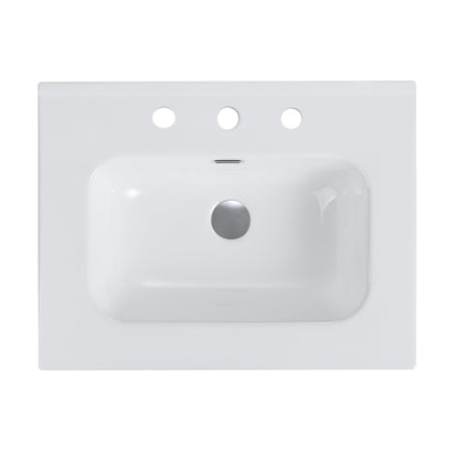 Glossy White Ceramic Integrated Sink