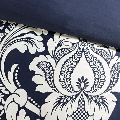 7 Piece Cotton Printed Comforter Set Indigo Queen