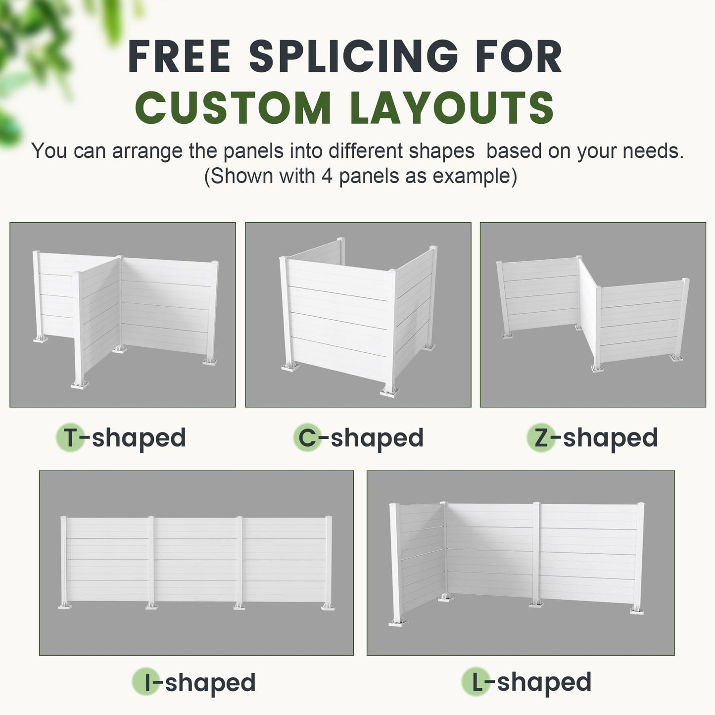 50" W x 49" H Outdoor Privacy Screen, Air Conditioner Fence, All-Weather Vinyl Privacy Fence Screens with Aluminum