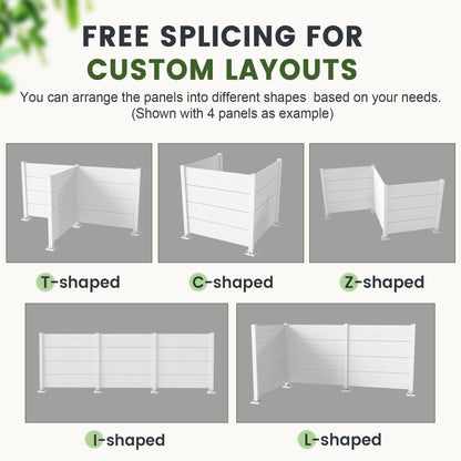 50" W x 49" H Outdoor Privacy Screen, Air Conditioner Fence, All-Weather Vinyl Privacy Fence Screens with Aluminum
