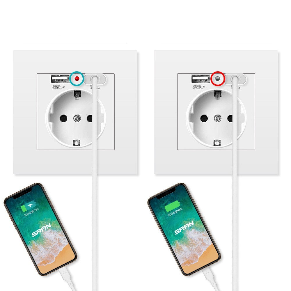 German Type Socket Wall Power Socket With Dual USB