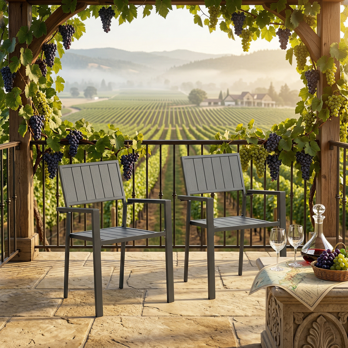 Modern Outdoor Indoor Metal Side Chair - Set of 2