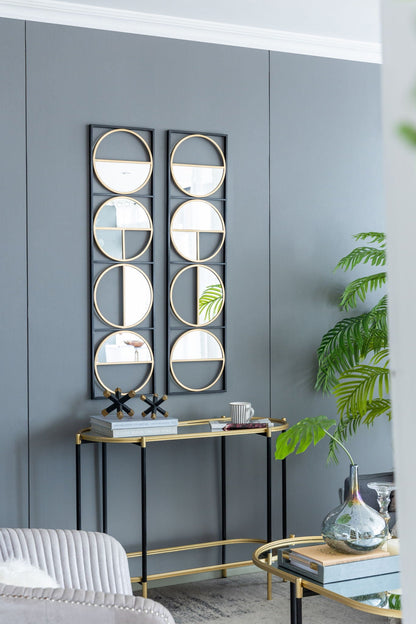 Eclectic Styling Metal Beaded Wall Mirror With Contemporary Design For Bedroom, Liveroom & Entryway
