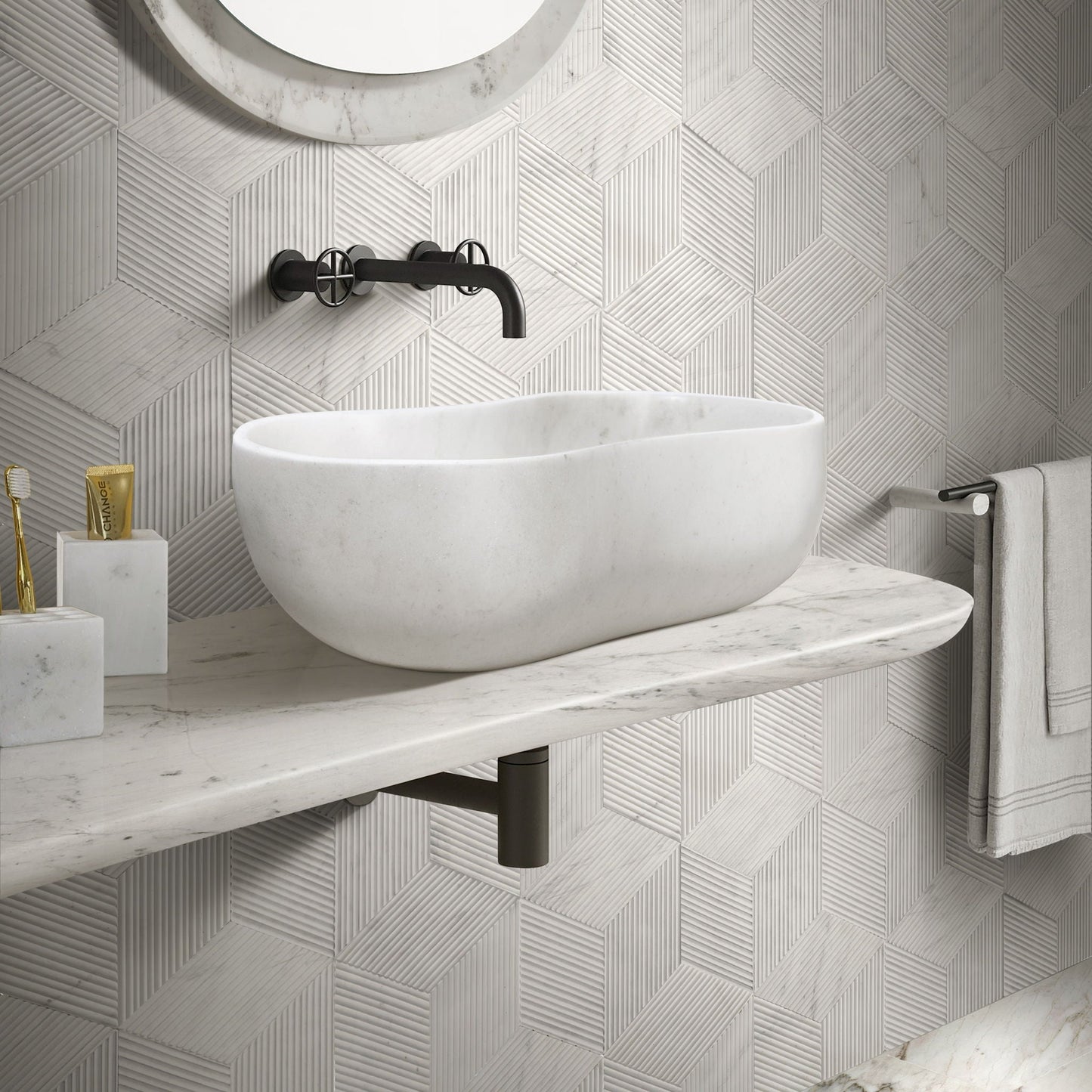 Bathroom Vessel Sink With Wavy Design