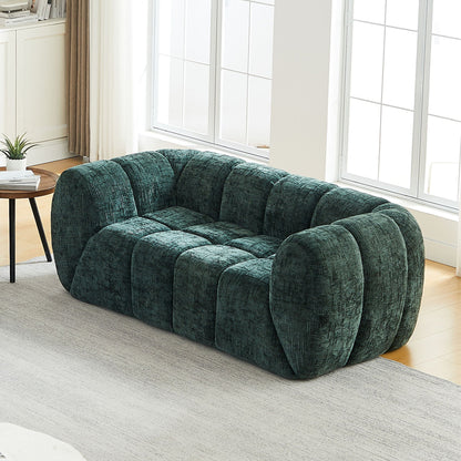 Quilted Cloud Sofa With Rounded Armrests And Piano Key Backrest Design