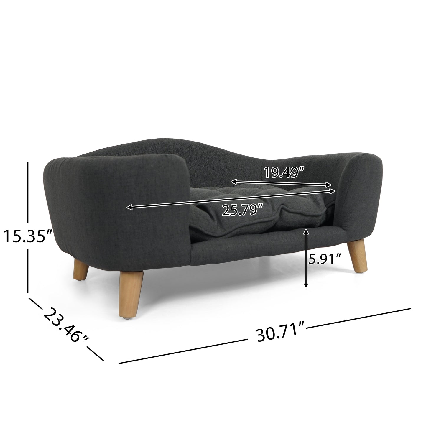 Elevated Dog Bed Frame for Small Dogs with Rubber Wood Legs