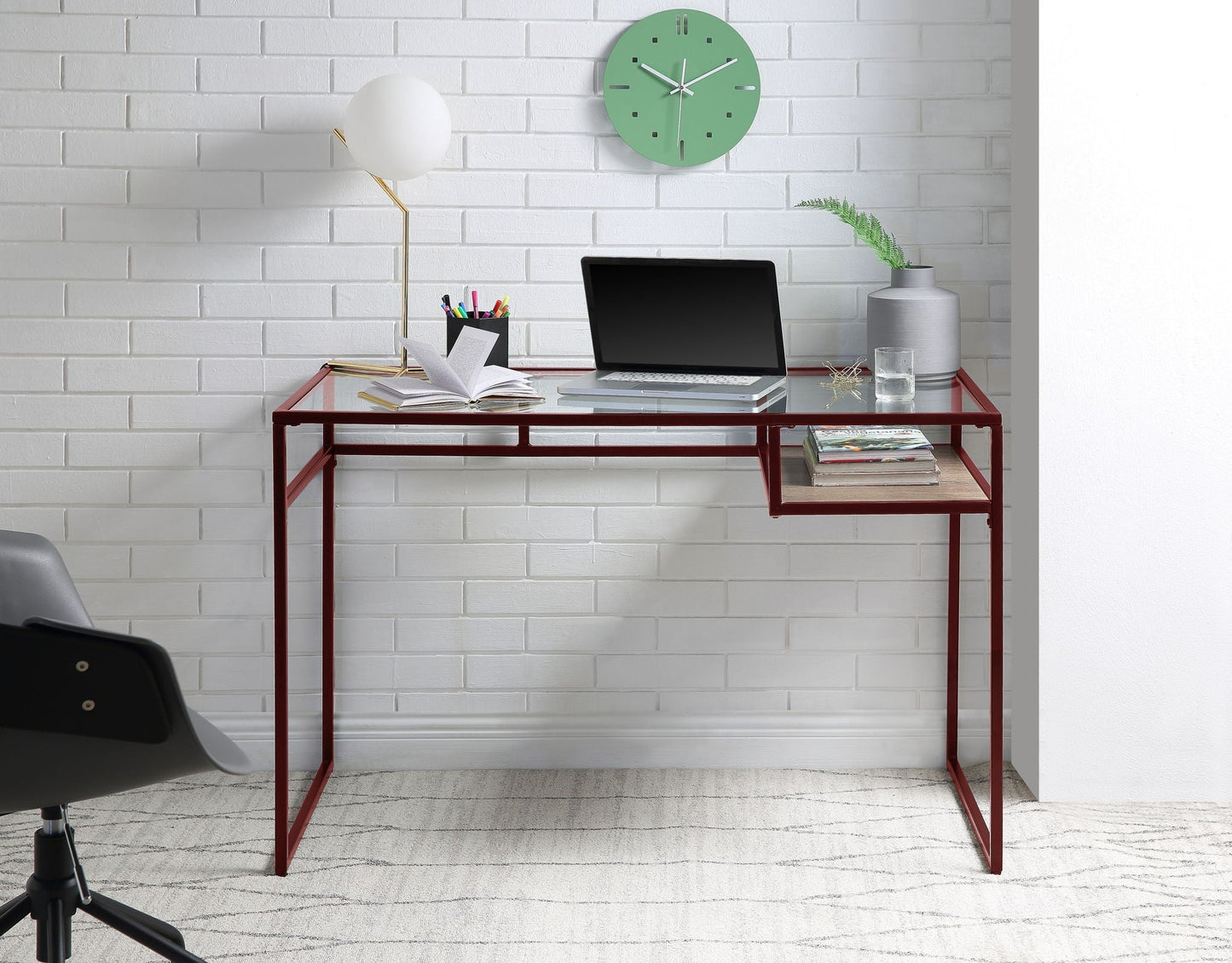 Yasin Glass Top Writing Desk