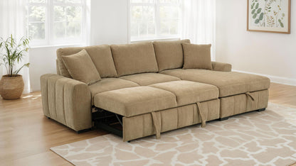 Pastrana Upholstered Sleeper Sectional Sofa RAF Chaise Camel
