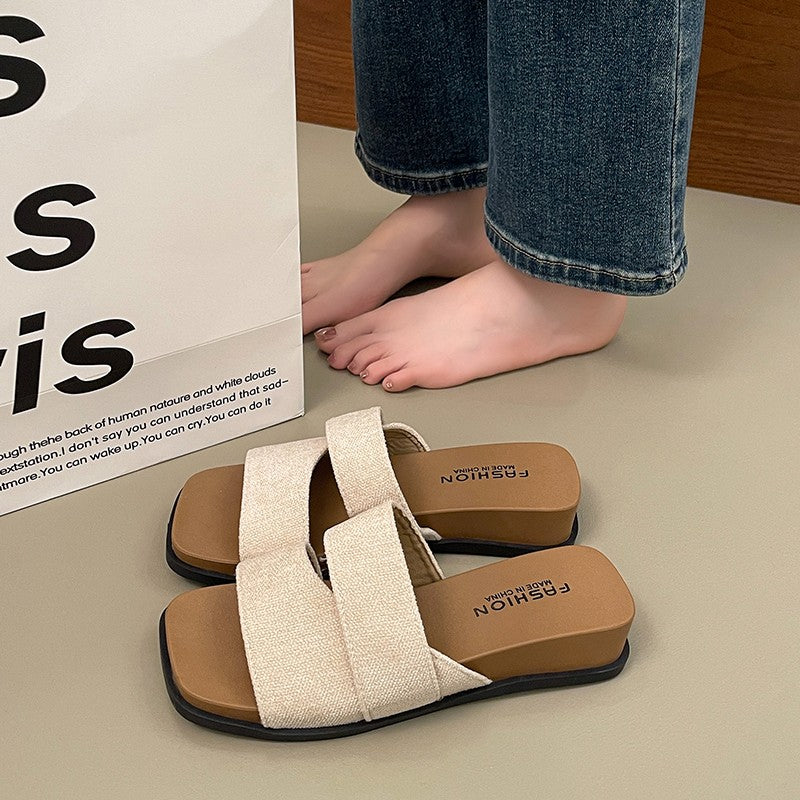 Women's Wedge Slide Sandals, 2026 New Summer Cross Strap Flat Slippers, Comfortable Non-tired Feet Dress Sandals For Outdoor Wear