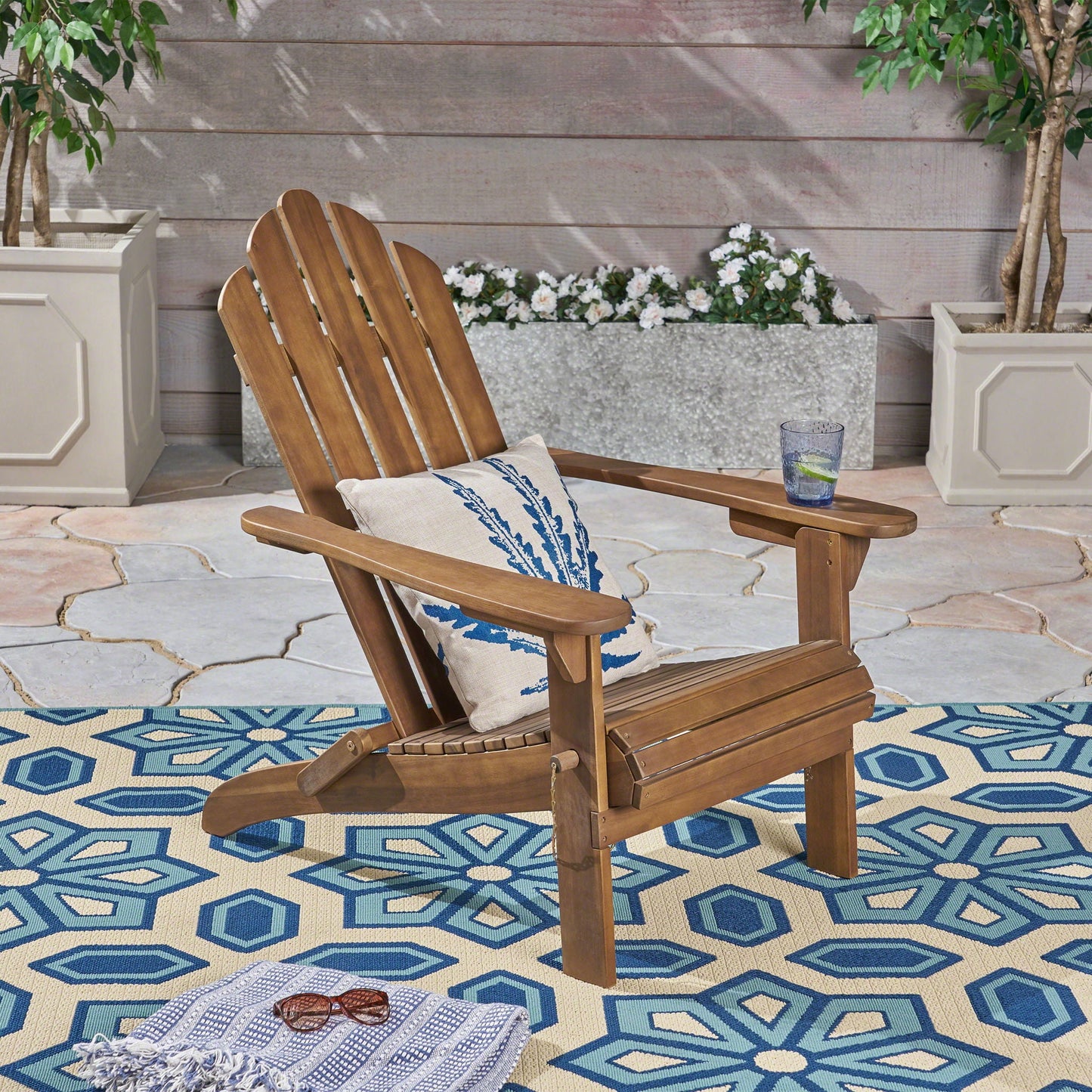 Aurascape Outdoor Acacia Wood Foldable Adirondack Chair