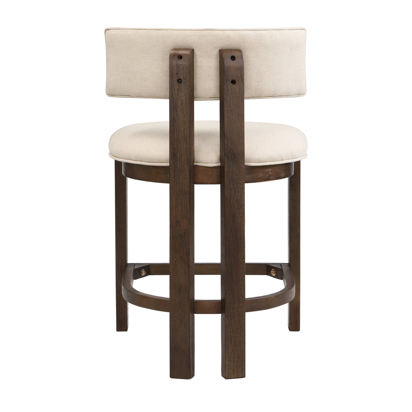 26" Counter Height Bar Stool, Upholstered Counter Stools (Set of 2) - Walnut & Beige