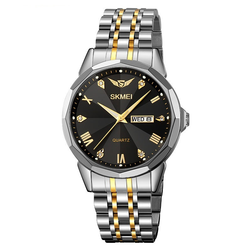 Business Solid Steel Band Calendar Casual Waterproof Watch