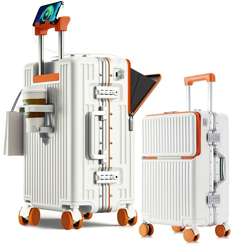 Frame Luggage, Front Open Lid Luggage, 20 Inch 24 Inch Large Capacity, TSA Lock, Universal Wheel Aluminum Frame Luggage, Sturdy And Durable Bag Set