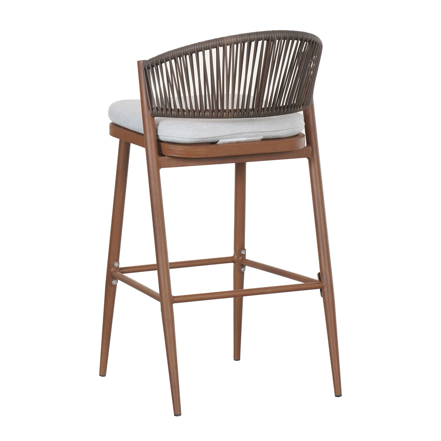 Outdoor Bar Height Metal Frame Counter Stools with Scallop-Shaped Backrest & Water-Resistant Cushions