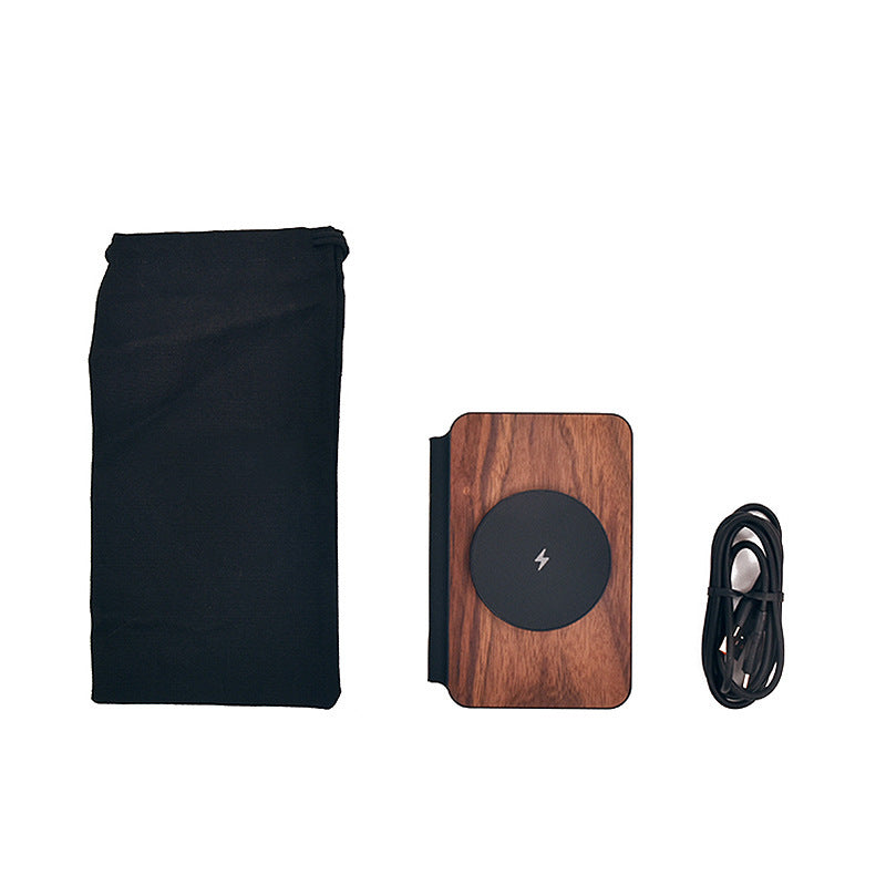 Three-in-one Walnut Magnetic Wireless Charger Portable Foldable Wireless Charger