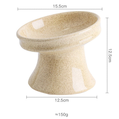 Cat Bowl Ceramic Shallow Mouth High Foot Anti Overturn Double