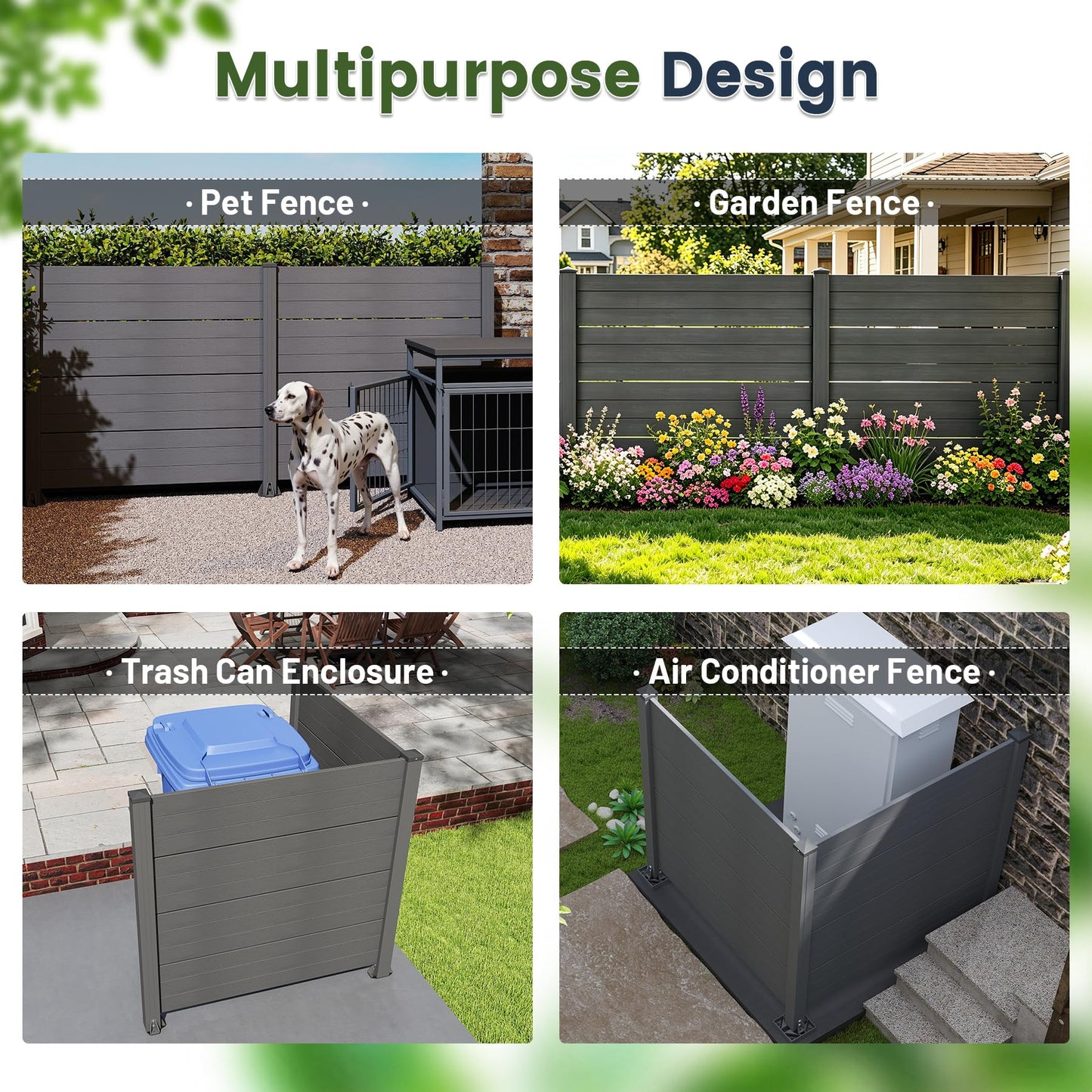 50" W x 49" H Outdoor Privacy Screen, Air Conditioner Fence, All-Weather Vinyl Privacy Fence Screens with Aluminum