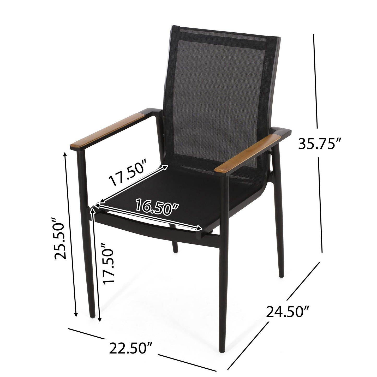Barrister Dining Chair Set of 2 - Black / Natural