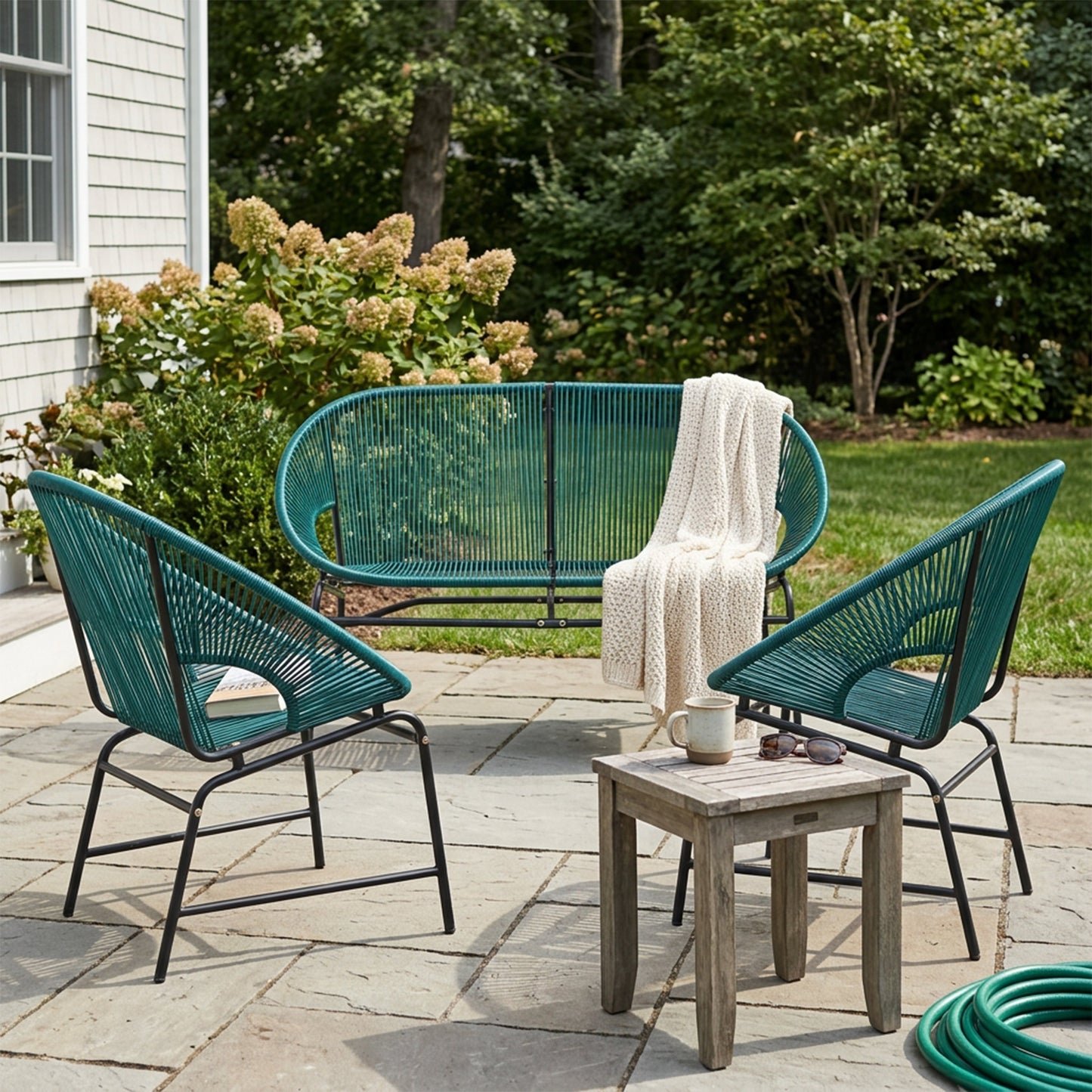 Nusa Outdoor Patio Wicker 3-Piece Chat Set