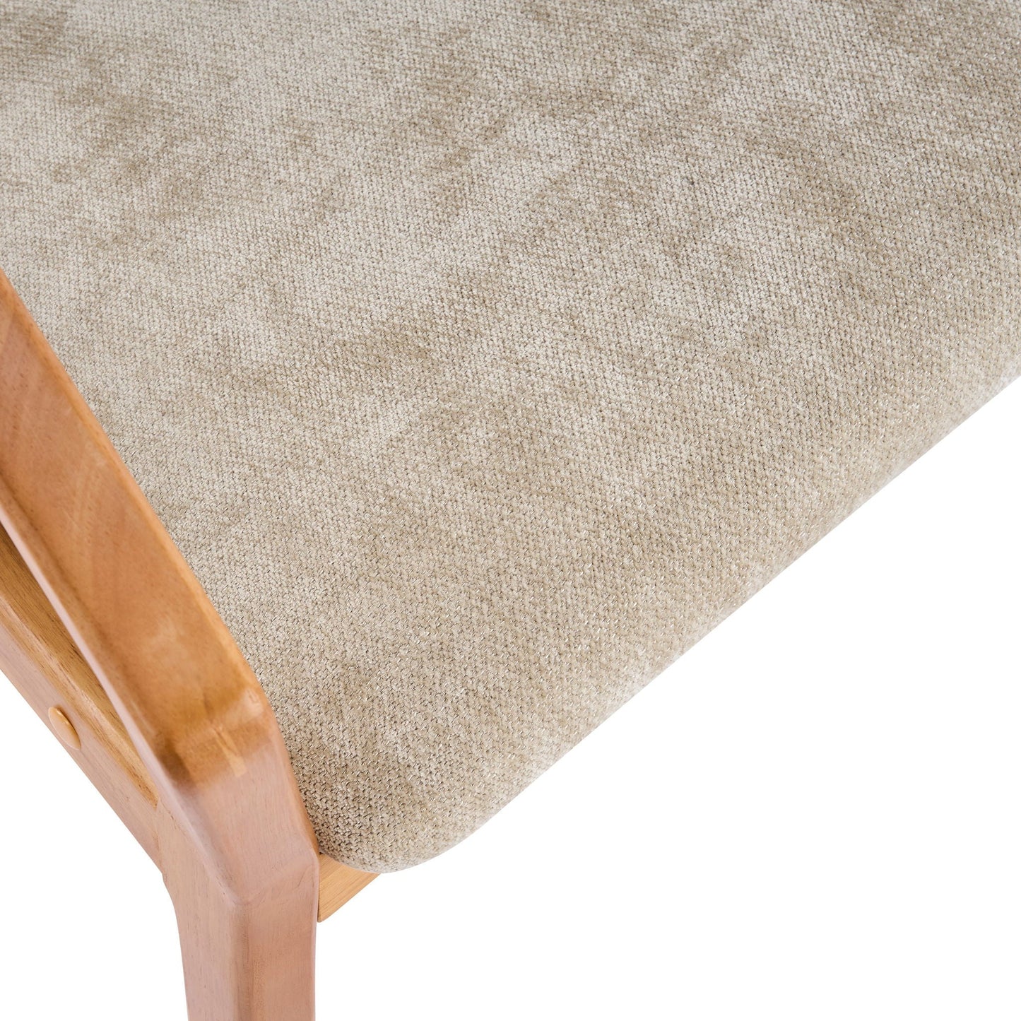 Indoor Upholstered Dining Chair Set of 2 - Oatmeal / Teak