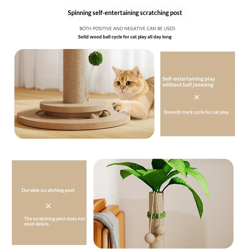 Cat Climbing Frame With Solid Wood Scratching Board, Durable Scratch-Resistant Cat Teaser Stick, Not Easy To Shed Debris, Cat Toy, Pet Supplies, Cross-Border Hot Seller