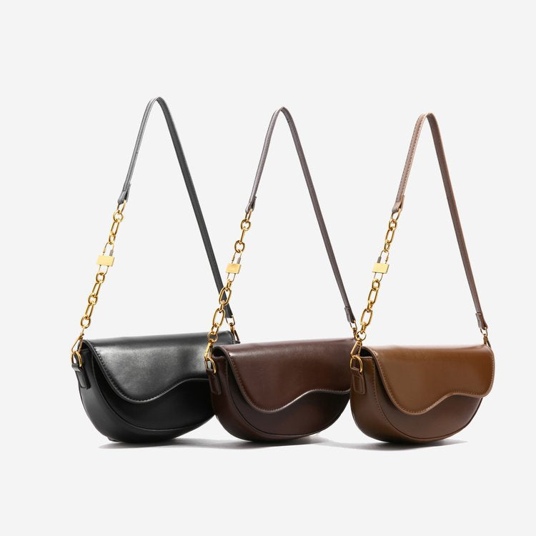 Minimalist Small Square Shoulder Bag Saddle