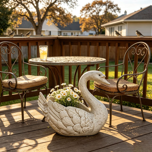 12.6'' Tall Swan Sculpture Planter
