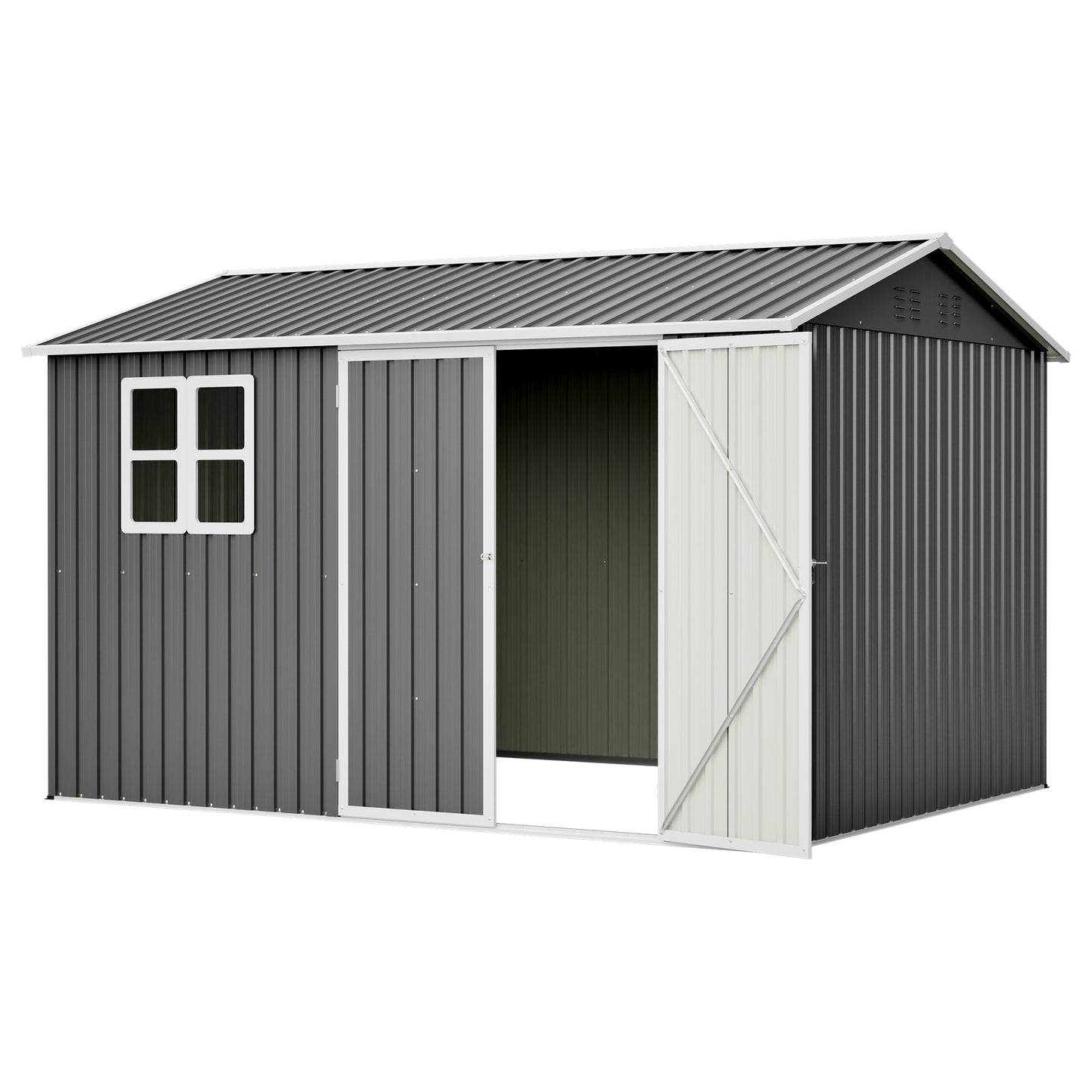 10'x8' Oversized Steel Storage Shed with Window and Lockable Doors