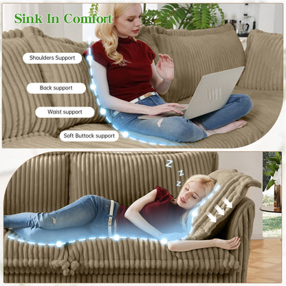 Modern 3 Seater Slipcovered Sofa with Suppleness Armrests