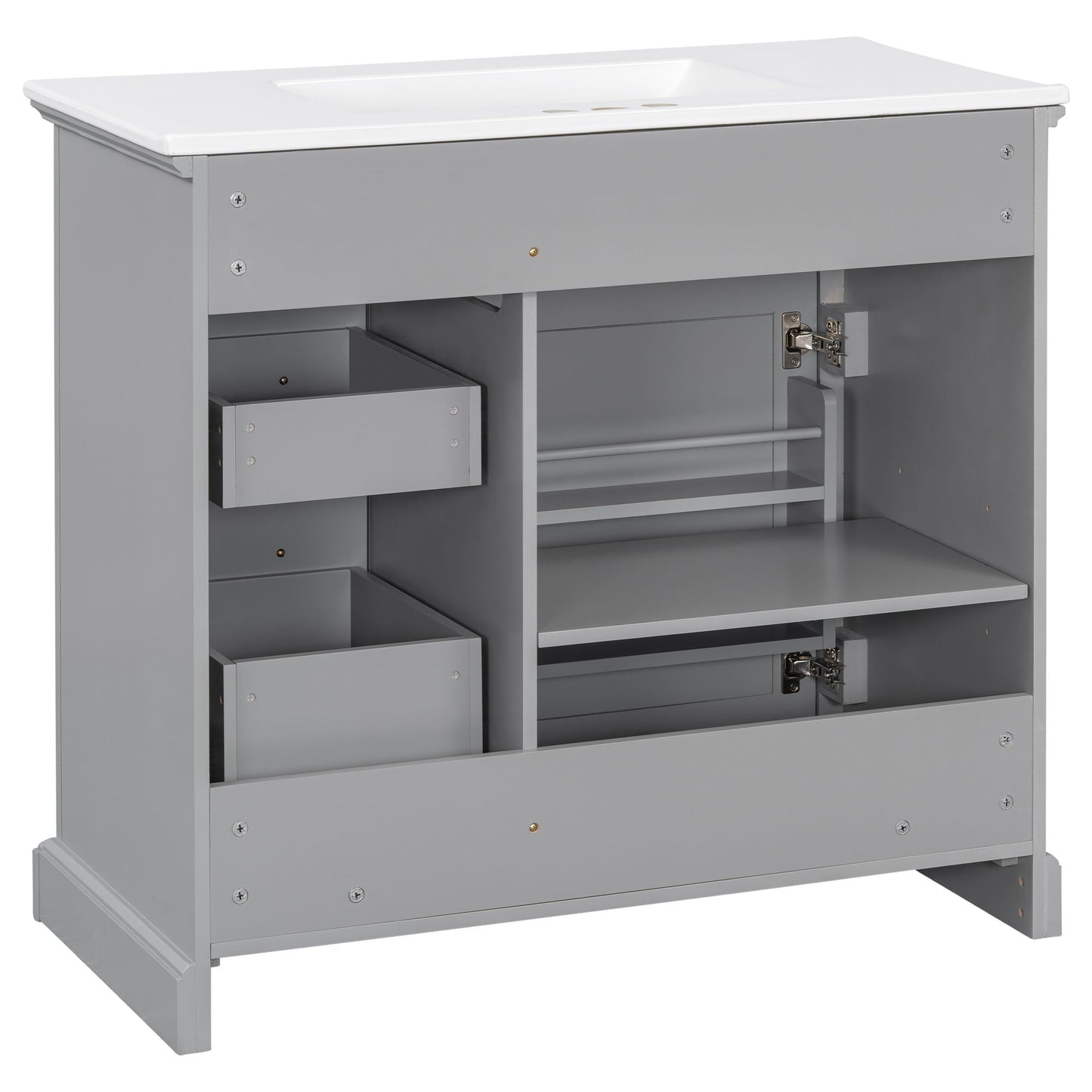 36" Bathroom Vanity With Sink, 2 Tip-Out Drawers, Soft Close Hinges