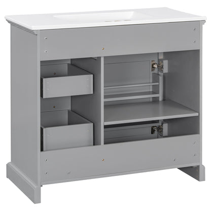 36" Bathroom Vanity With Sink, 2 Tip-Out Drawers, Soft Close Hinges