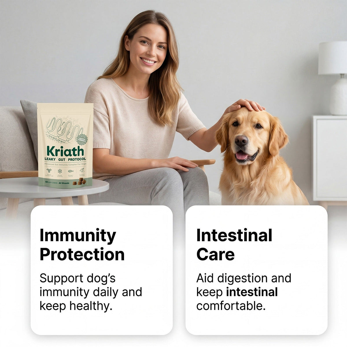 Kriath Dog Intestinal Care Complex Supplement For Nutritional Support, Softening Hair, Daily Protection, And Convenient Feeding