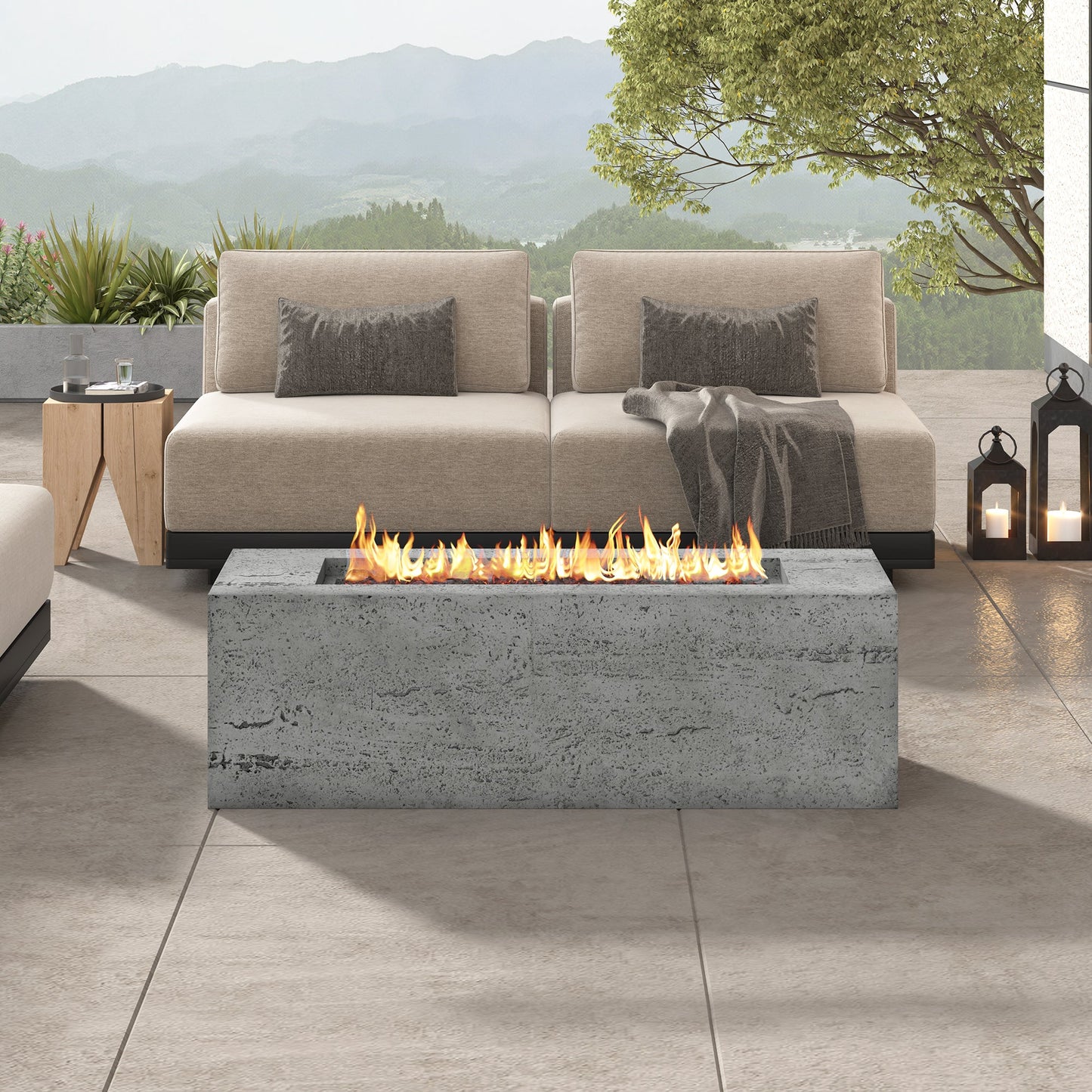 U_STYLE Outdoor Rectangular Propane Fire Pit 41.9" 40000 BTU
