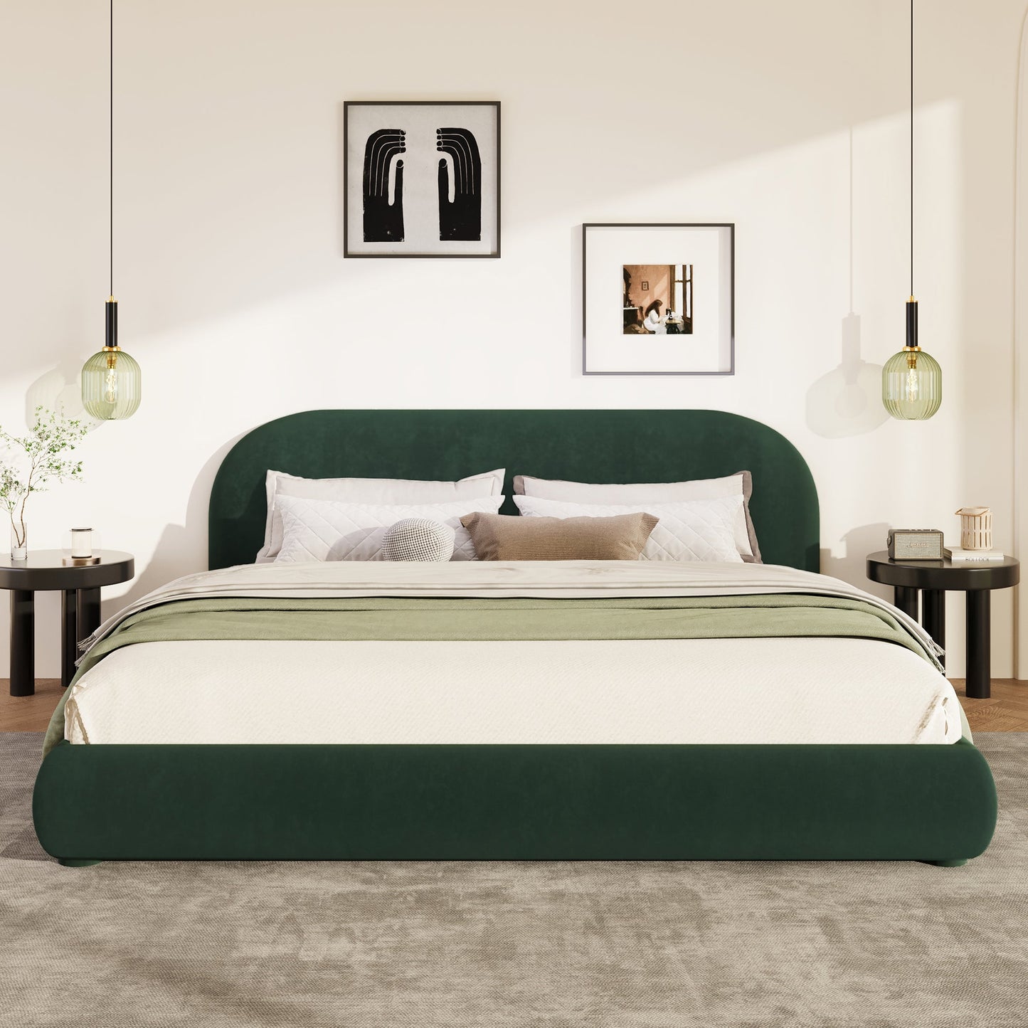 Dark Green Velvet Bed Frame