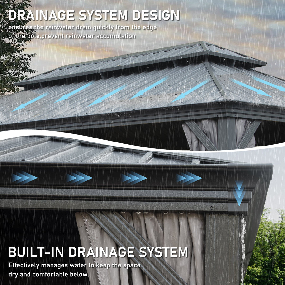 12' X 14' Hardtop Gazebo With Drainage System