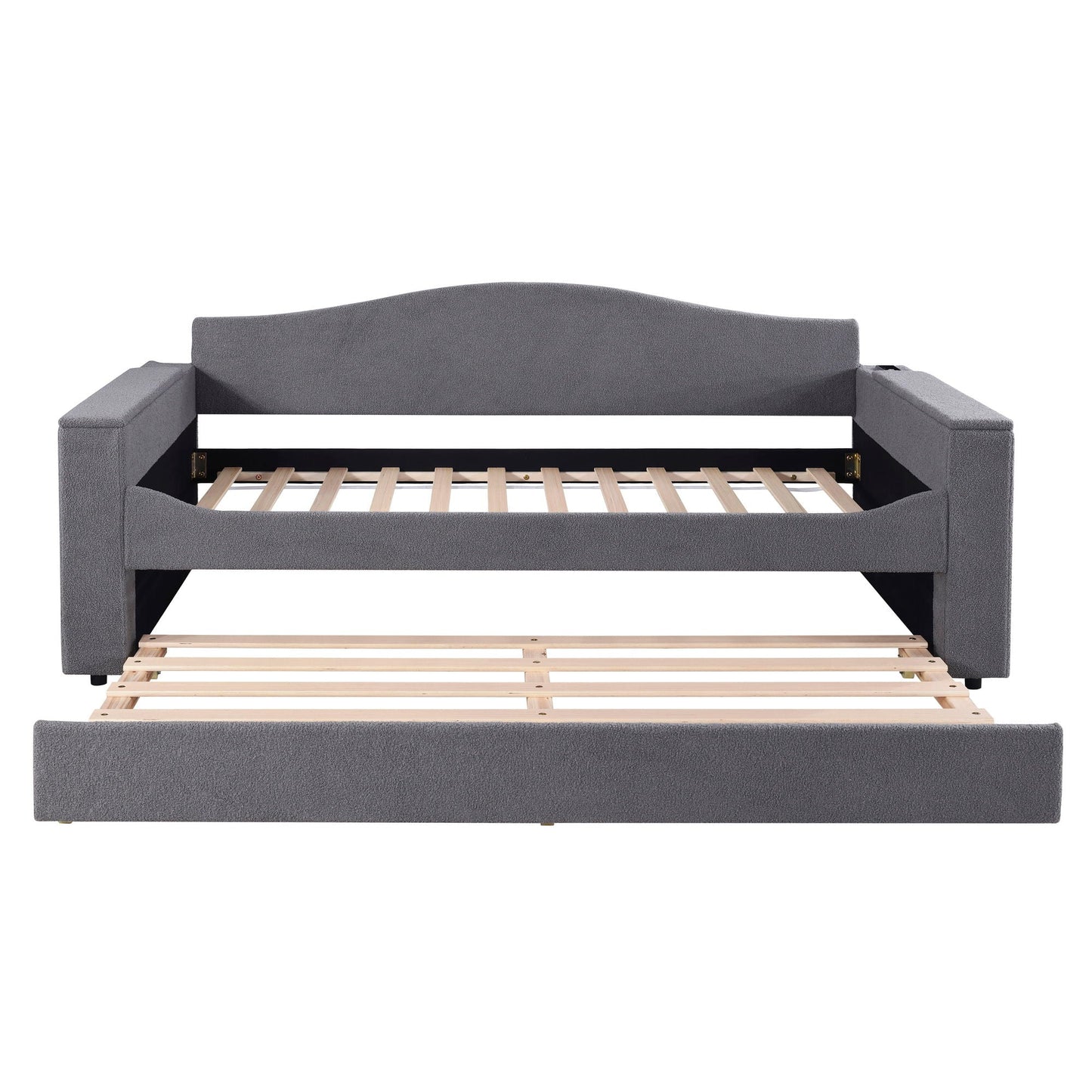 Upholstered Daybed With Storage Armrests, Trundle And Latest Integrated tooth Audio System