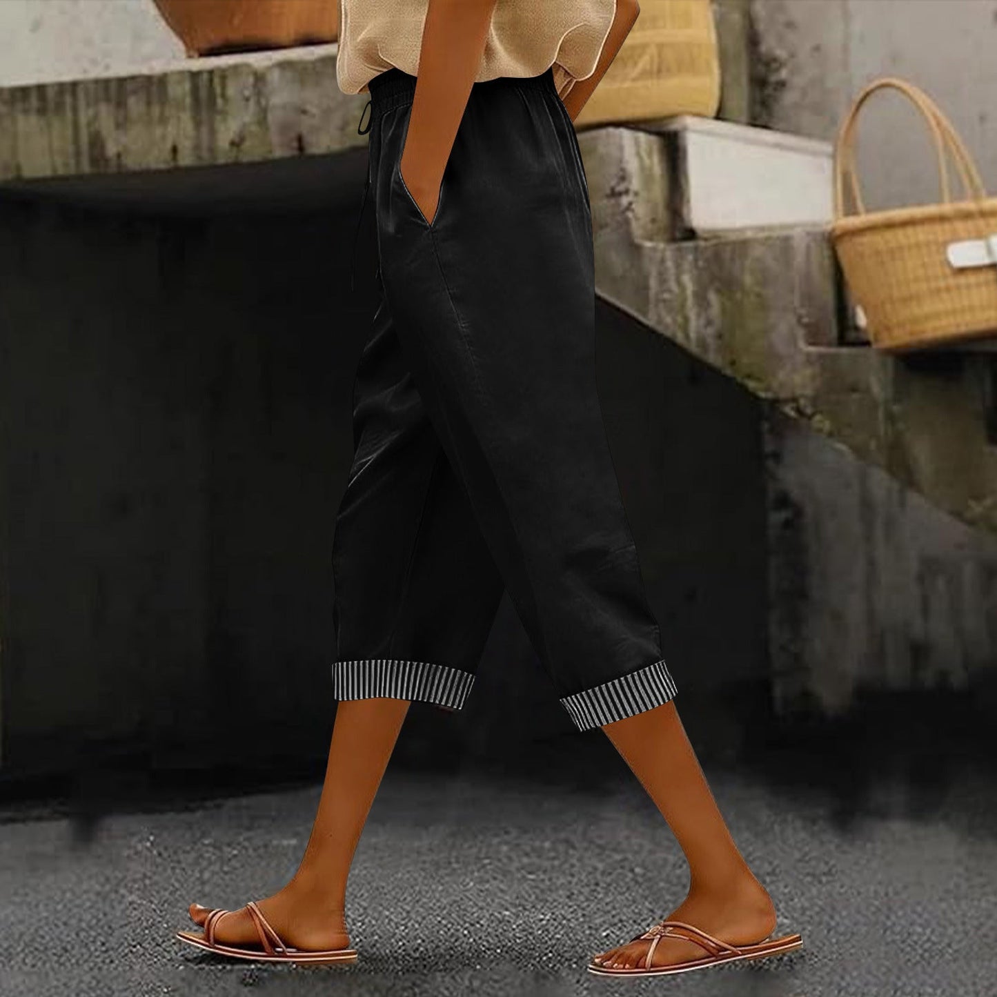 Summer New European And American Style Casual Cropped Pants