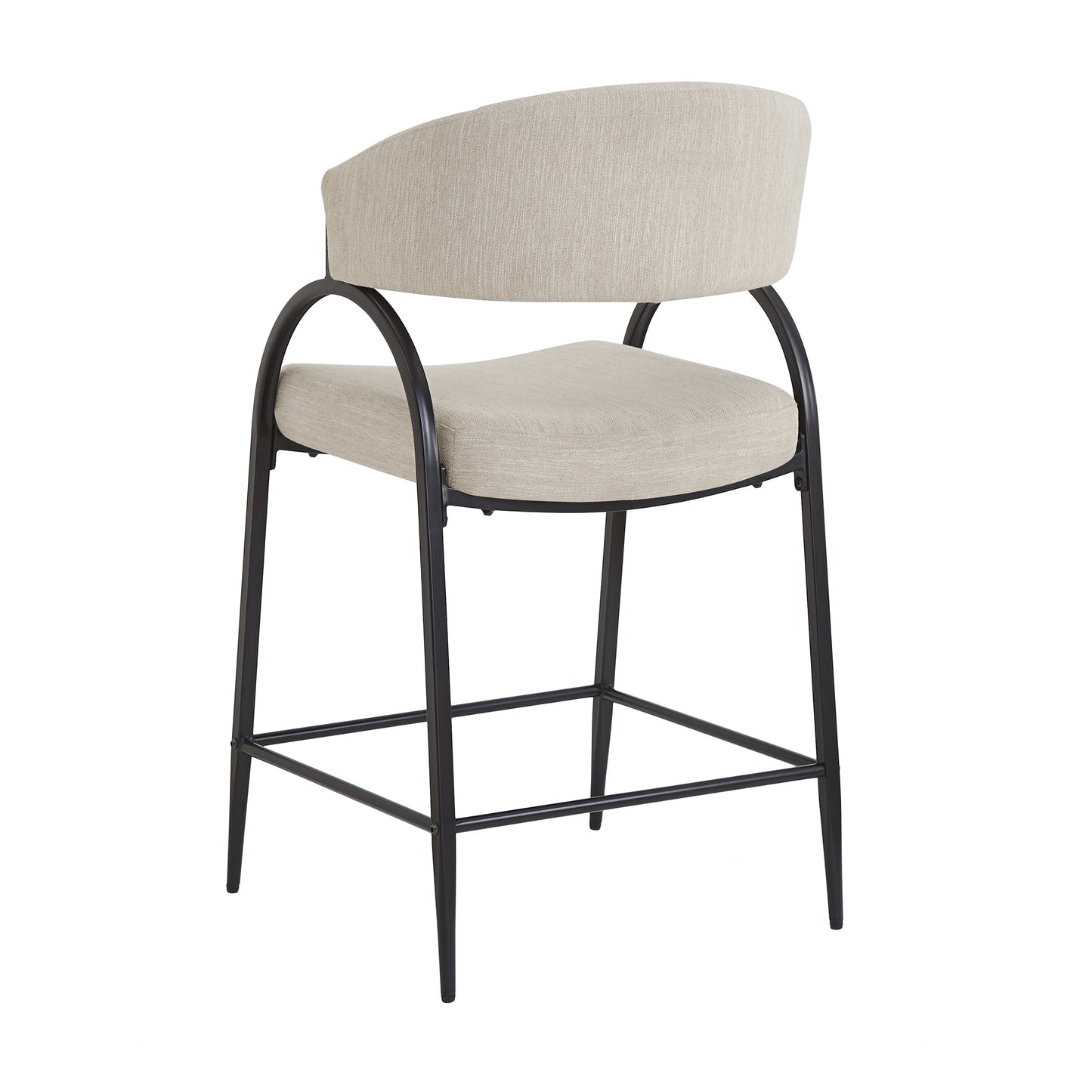 25'' Seat Height Modern Fabric Bar Stools with Back