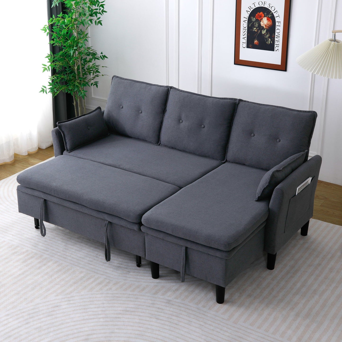 L-Shaped Reversible Chaise Sectional Sofa With Storage