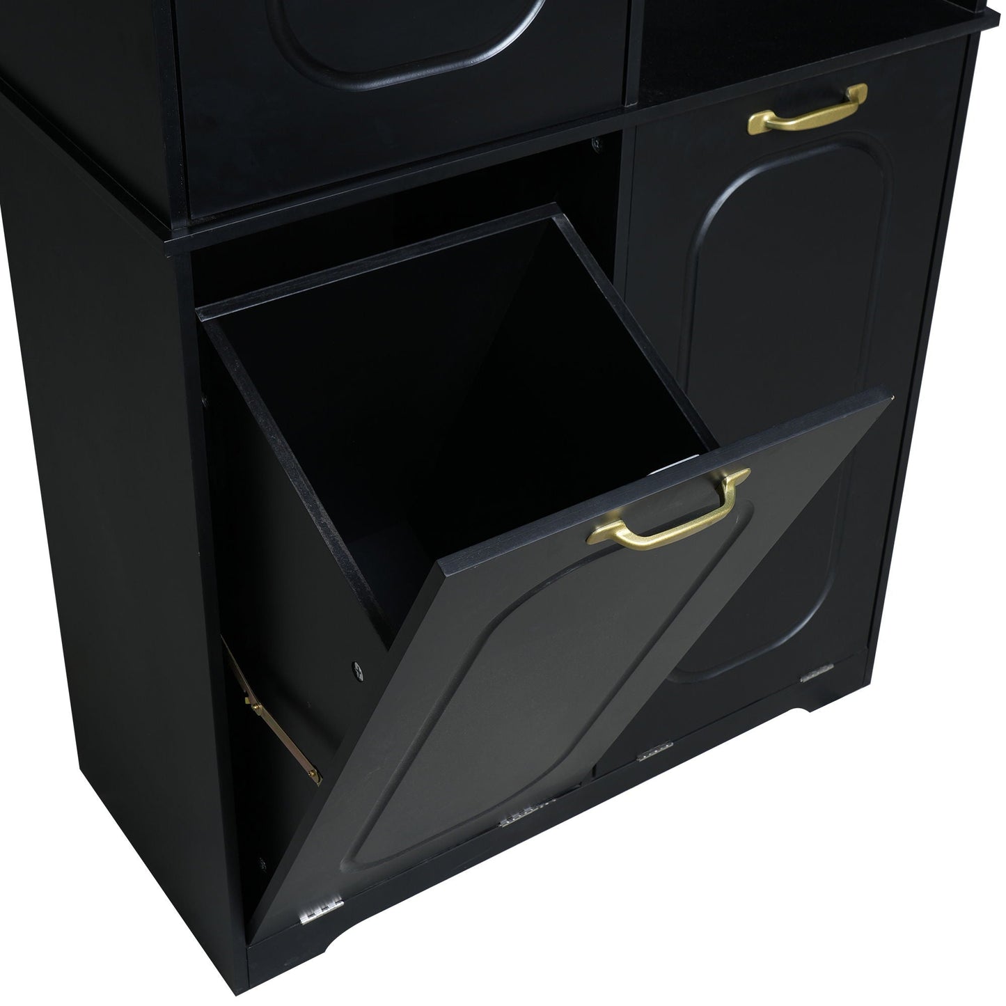 Freestanding Tall Storage Cabinet With 2 Tilt-Out Hampers