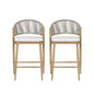 Outdoor 26" Counter Height Metal Frame Counter Stools With Scallop Shaped Backrest & Water Resistant Cushions