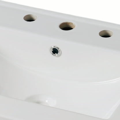 Modern Bathroom Vanity With Ceramic Sink, Tempered Blurred Glass Doors