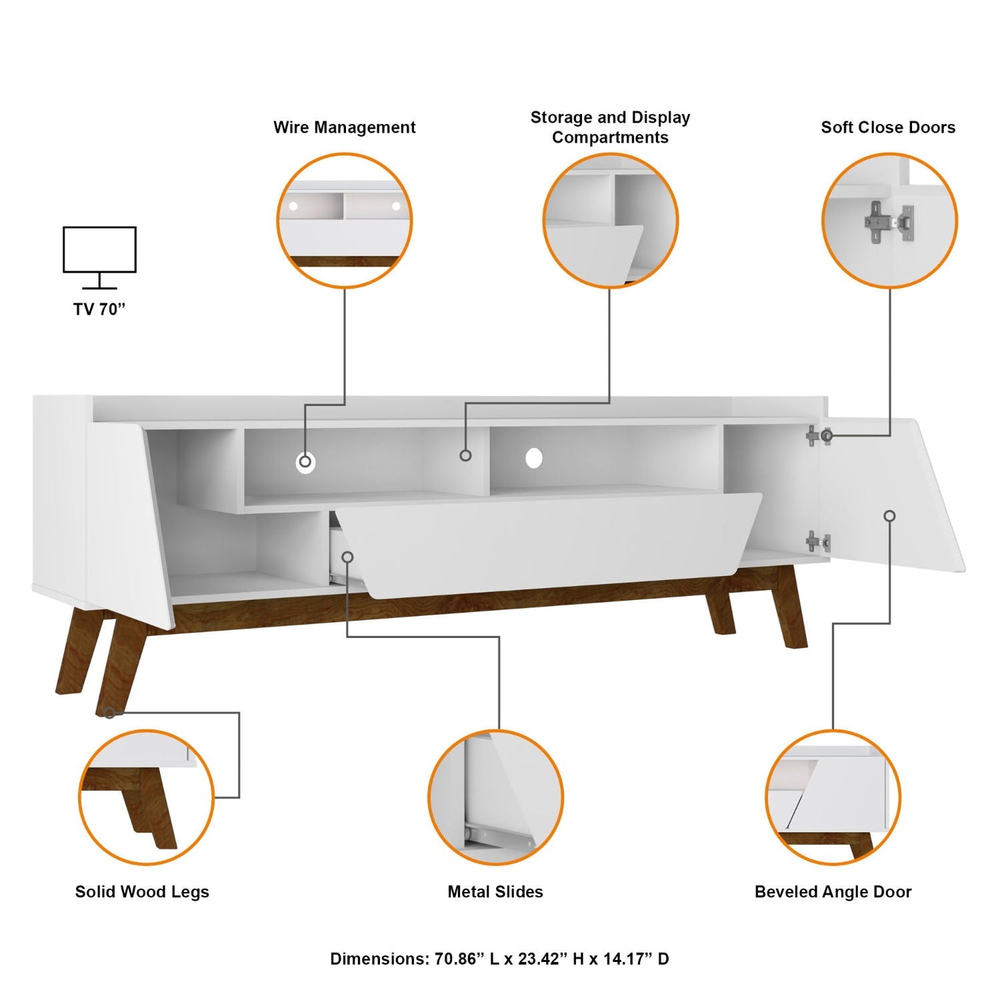 Marcus - TV Stand With 4 Shelves And Soft Close Doors