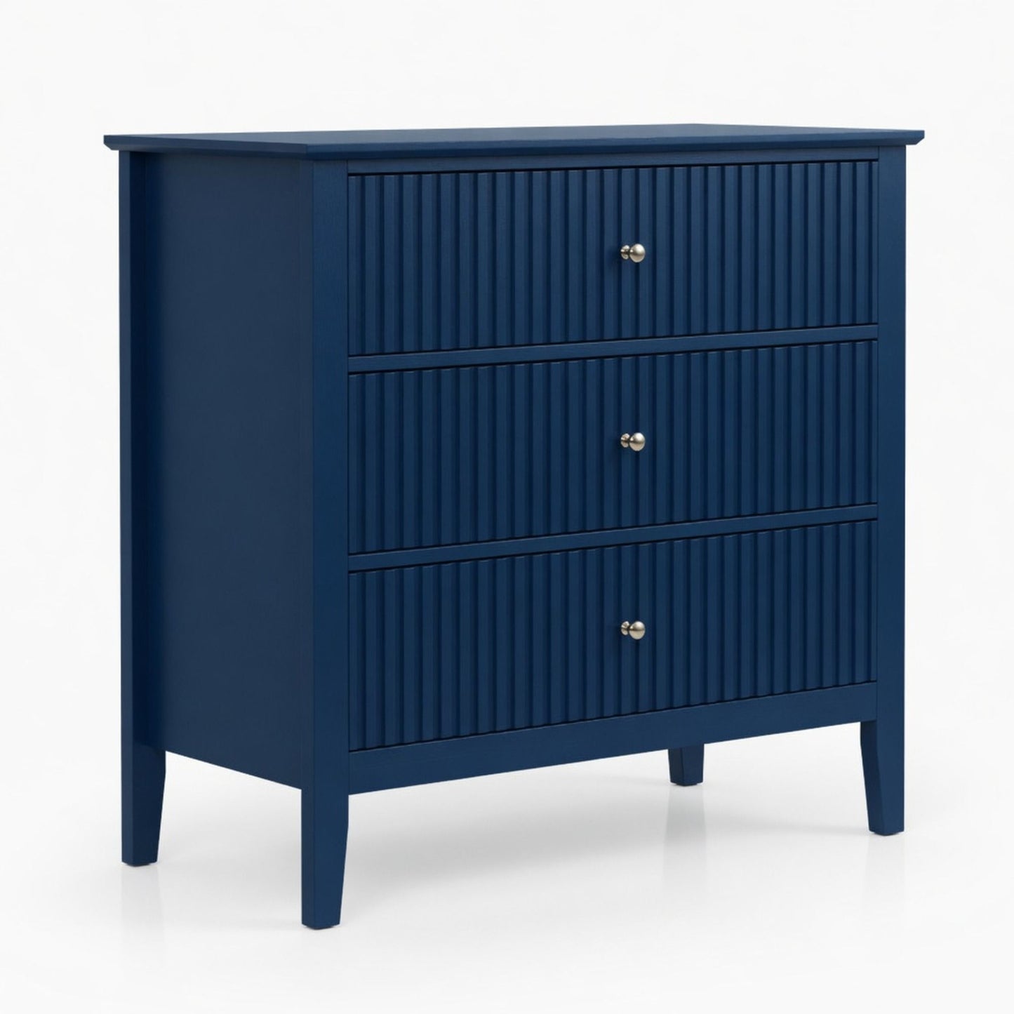 Fluted 3 Drawer Nightstand With Soft Close Slides