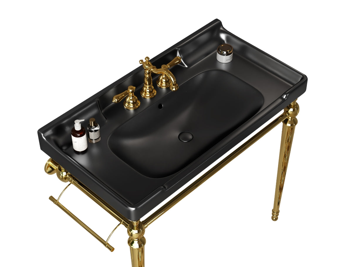 VICI 36" Bathroom Ceramic Basin with 3 Pre-Drilled Holes