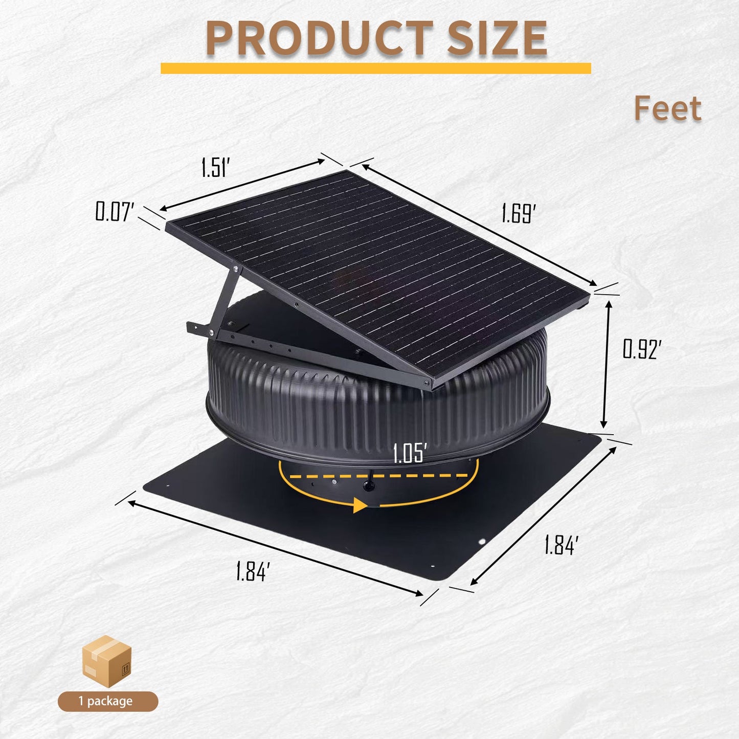 12" Adjustable Solar Roof Vent Fan with Remote Control