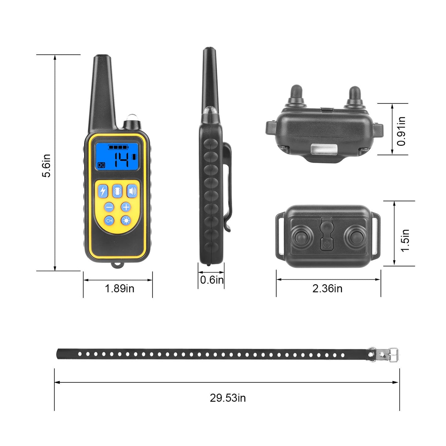 iMounTEK Dog Training Collar IP67 Waterproof Pet Trainer 300mAh Rechargeable 875 Yard Remote Control 4 Modes Adjustable Level