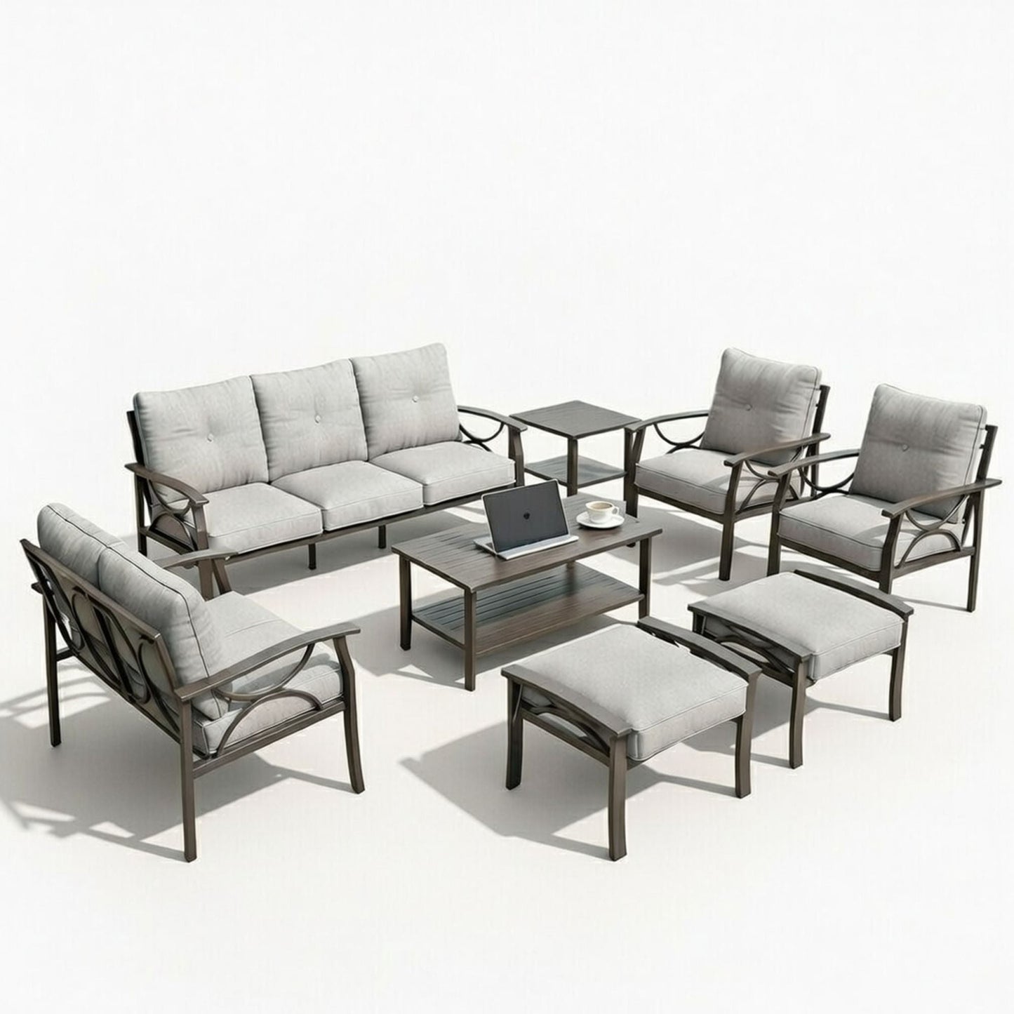 Patio Furniture Set with Coffee Table and Cushions for Backyard
